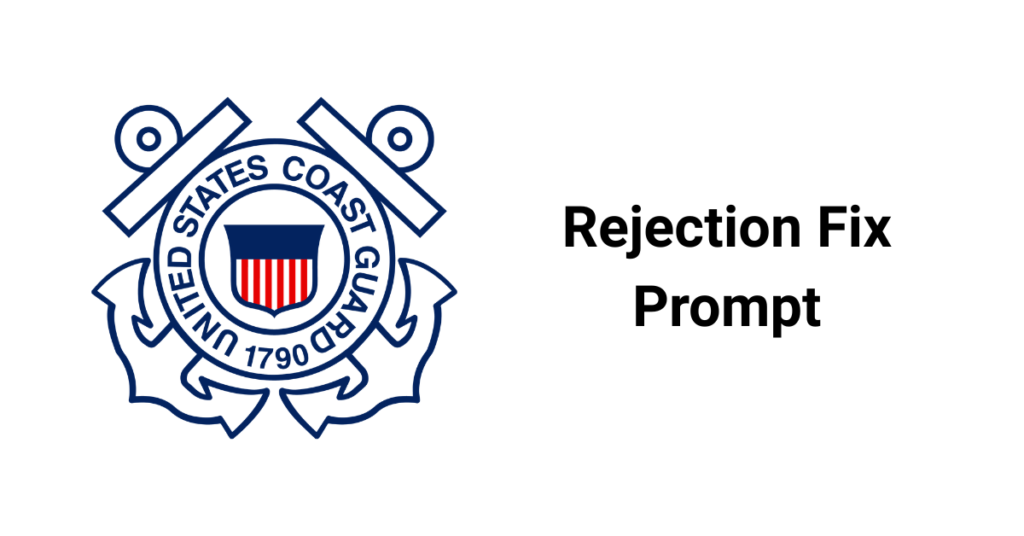 uscg rejection fix